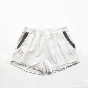 Crinkle-cotton Pull-on Pants, White, Large